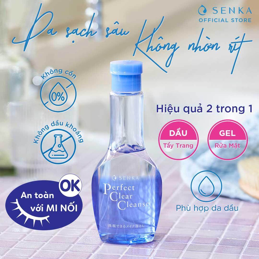 Gel rửa mặt và tẩy trang 2 trong 1 Senka Perfect Clear Cleanse fullsize 170ml (Nhật Bản)