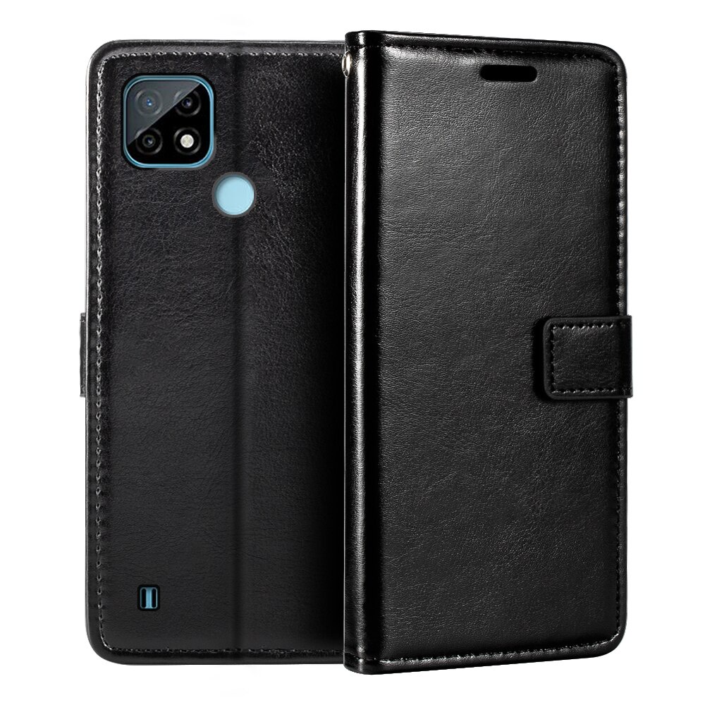 Bao da điện thoại PU nắp lật kèm ngăn đựng thẻ khóa nam châm cho Oppo Realme C25Y C21Y C21Y C25S C21 C20 C15 C12 C11