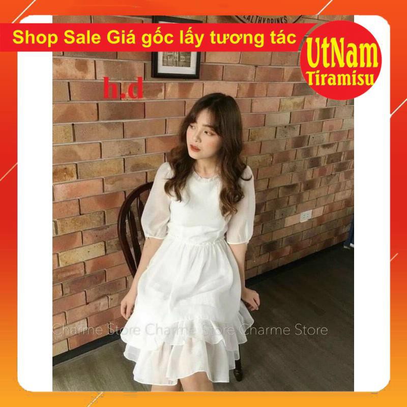 (RẺ VÔ ĐỊCH)VÁY BABYDOLL XẾP TẦNG ❤ Đầm trắng dài công chúa(ảnh thật + Video shop tự quay)❤Đầm nữ dự tiệc ba tầng giá rẻ