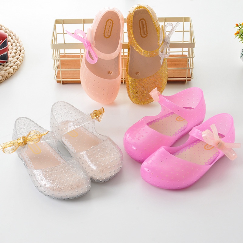 Xăng đan Gắn Nơ Có Đèn Led Màu Hồng Xinh Xắn Cho Bé Gái