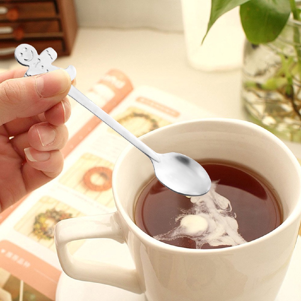 Bộ 4 Muỗng Cà Phê Bằng Thép Không Gỉ Họa Tiết Giáng Sinh Thời Trang