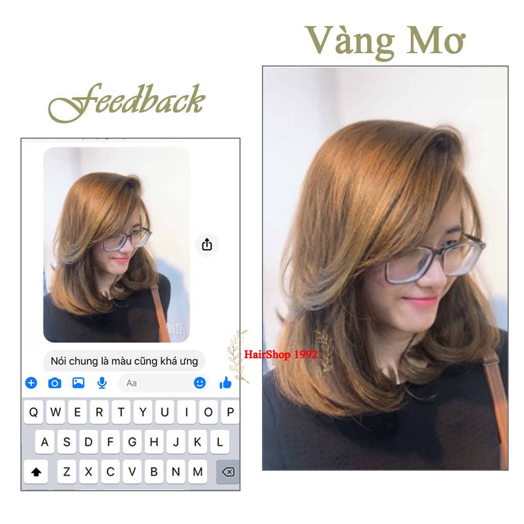 Thuốc Nhuộm Tóc Màu Vàng Mơ Ánh Khói Hàn Quốc Lên Từ Nền vàng level 8 ( Tặng Trợ Nhuộm )