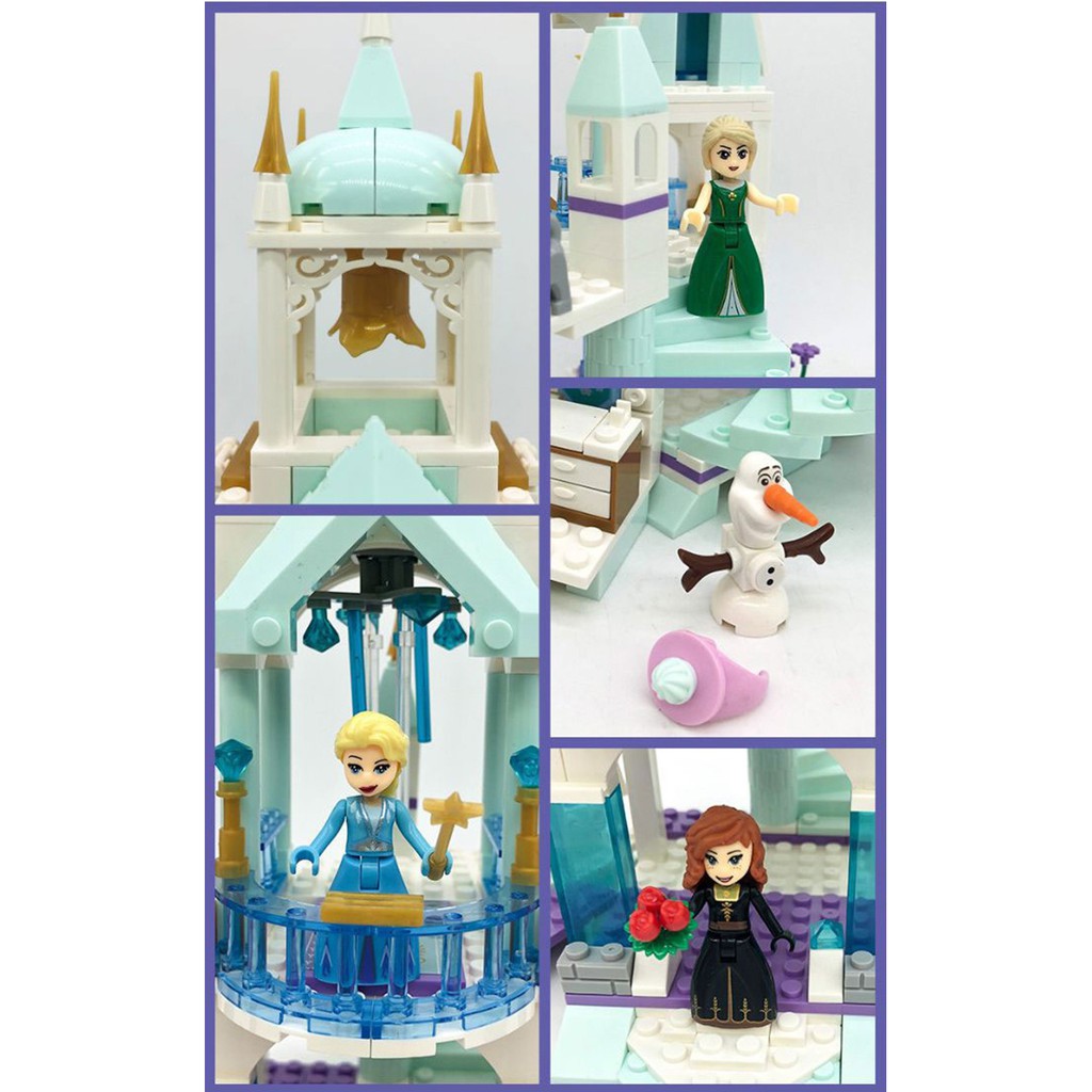 Đồ chơi Lego xếp hình Công chúa Elsa Snow Castle , Lego lâu đài tuyết cho bé gái QT6