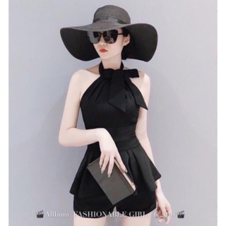 Jum giả váy cổ yếm cột nơ xinh xắn + Ảnh thật