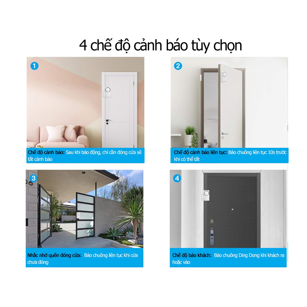 Chuông Báo Trộm Báo Khách Gắn Cửa D19 Pin Lên Đến 1 Năm