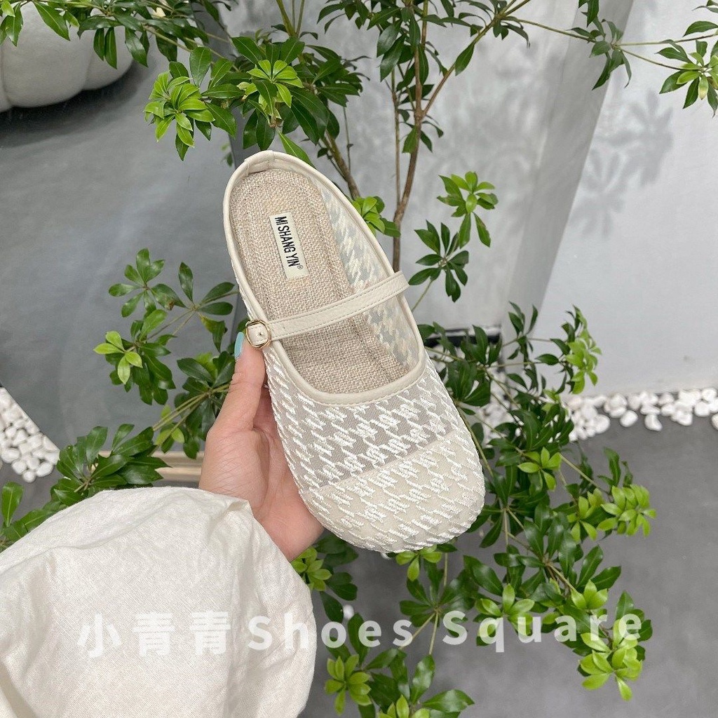 Dép Sandal Đế Bằng Mềm Mại Phối Ren Thoáng Khí Phong Cách Thời Trang Pháp Dành Cho Nữ