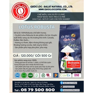 Cà phê rang xay nguyên chất - Lotus Robusta- Cà phê rang xay - 500gr