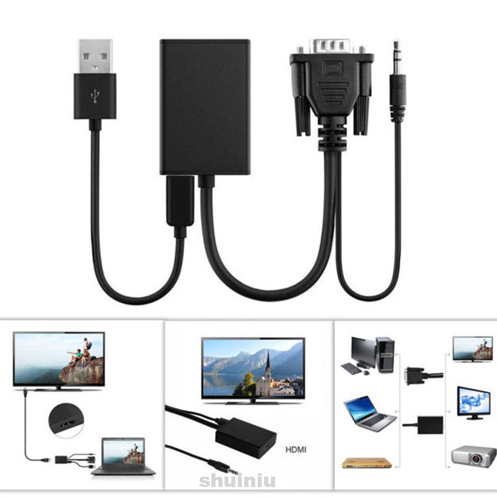 Bộ Chuyển Đổi Vga Sang Hdmi Kèm Cáp Âm Thanh Cho Laptop