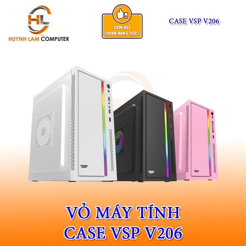 Vỏ máy tính Case VSP V206 LED (M-ATX/Mini-ITX) Không FAN Chính hãng phân phối