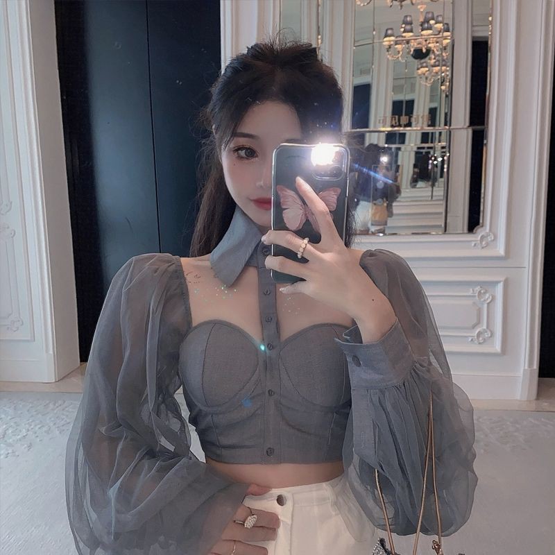 ÁO CÚP NGỰC GIẢ SƠ MI TAY BỒNG 2 CÁCH MẶC💯💯