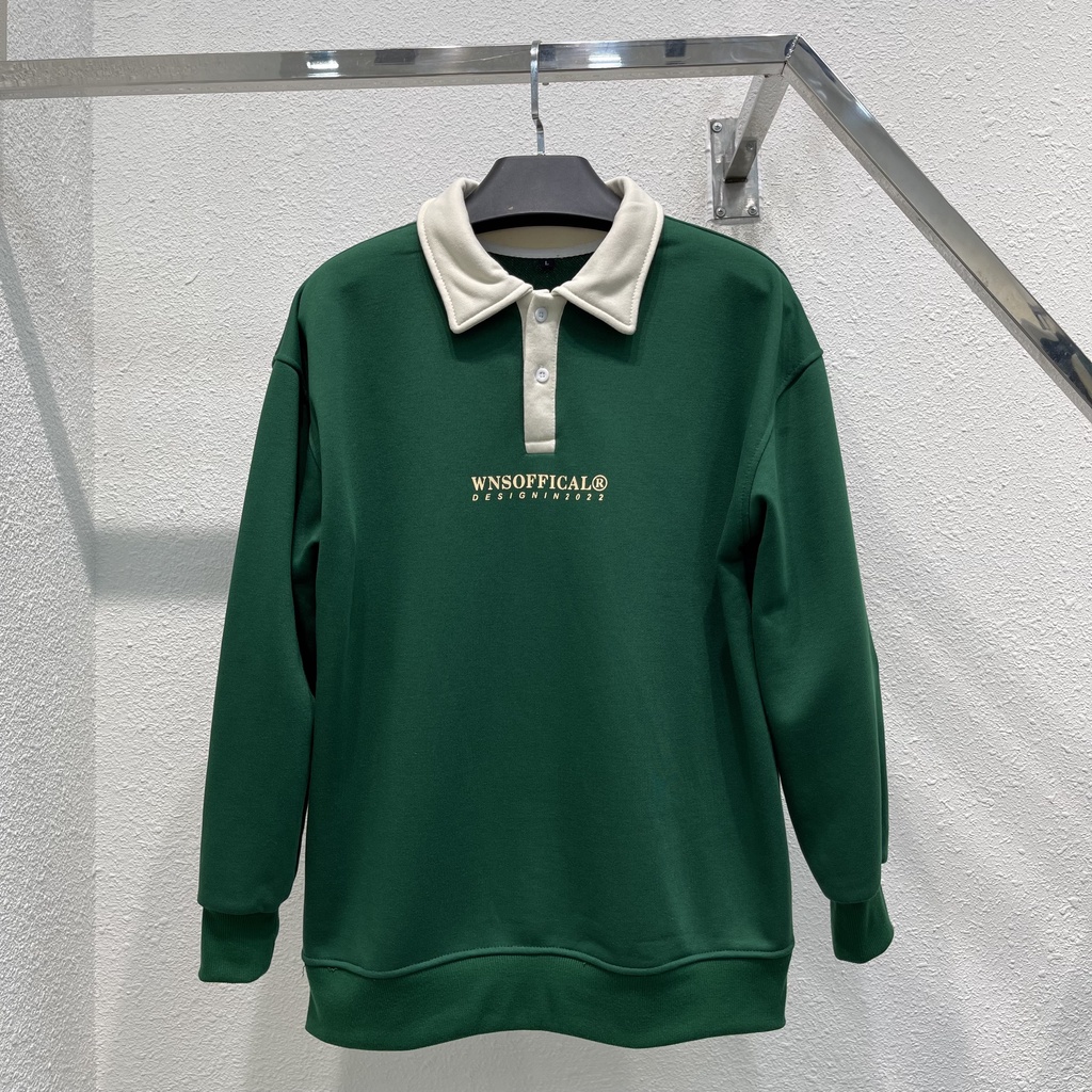 Áo Sweater WNS chất Nỉ cua cotton áo Sweater polo áo nỉ dài tay chính hãng Wns KUN SHOP UNISEX