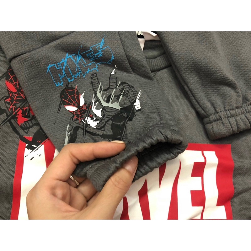 Bộ nỉ bông bé trai màu xám dư xịn