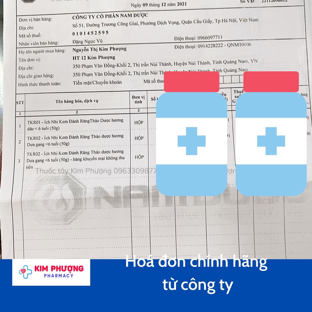 [Chính hãng] Kem đánh răng thảo dược Ích Nhi cho bé dưới 6 tuổi, bảo vệ răng miệng, an toàn hương dâu, dưa gang