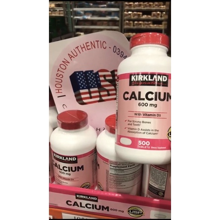 Viên uống Canxi Kirkland Calcium 600mg + D3 500 viên  _ Live mua hàng tại Mỹ