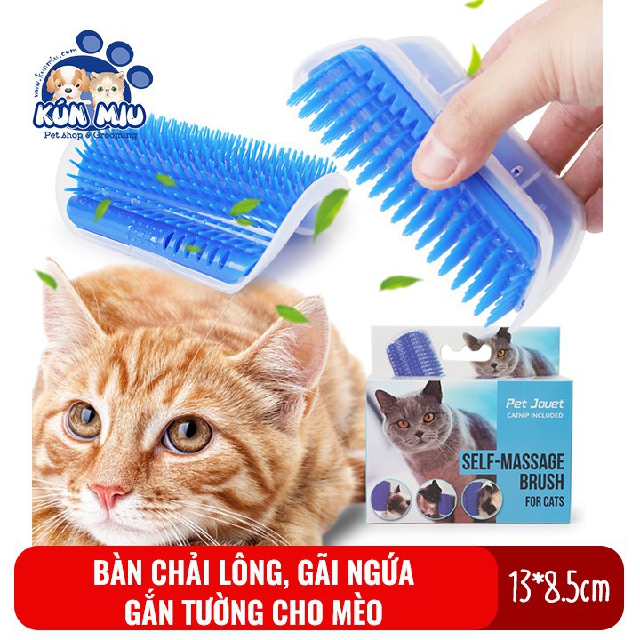 Bàn chải massage gắn tường cho mèo giúp lấy lông, thư giãn cho mèo, tặng kèm catnip