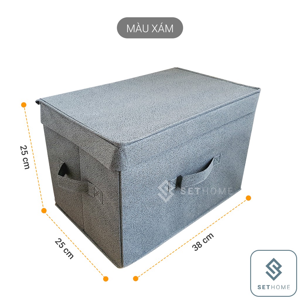 Combo 2 Túi Hộp Vải Đựng Quần Áo SETHOME đựng đồ gọn gàng ngăn nắp, có 3 tay cầm chắc chắn, chất vải dày dặn