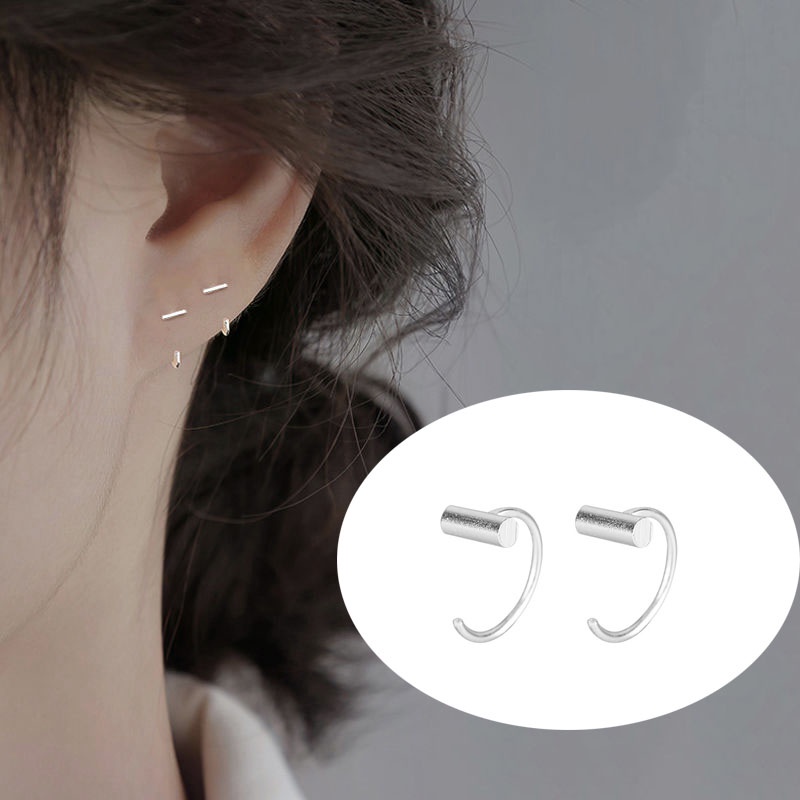 Khuyên Tai Chữ C Mạ Bạc Đơn Giản Thời Trang Cho Nữ