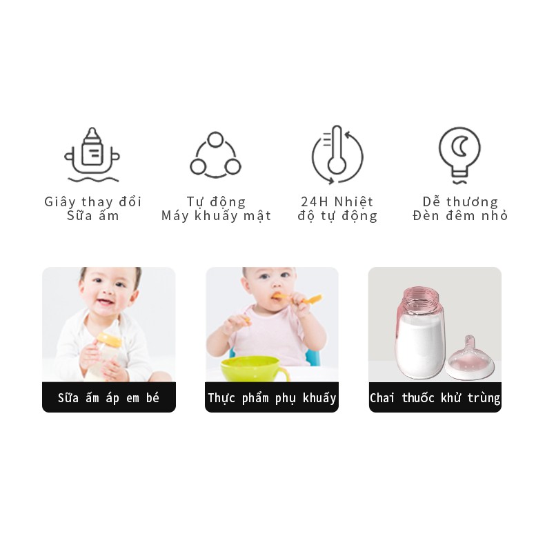 Máy trợ cấp thông minh ba trong một em bé thông minh ấm sữa, khuấy, khử trùng chai sữa tự động cách nhiệt một trong những artifi