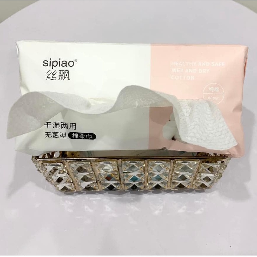 KHĂN MẶT KHÔ SIPIAO SP-6137 LAU SIÊU SẠCH 100% BÔNG THIÊN THIÊN (80 khăn/ gói)