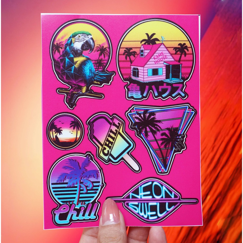 Set 100 Sticker Neon | Sticker Dán Nón Bảo Hiểm Chống Nước