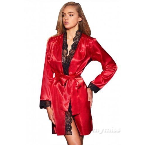 Áo choàng ngủ bằng lụa phối ren phong cách quyến rũ dành cho nữ | BigBuy360 - bigbuy360.vn