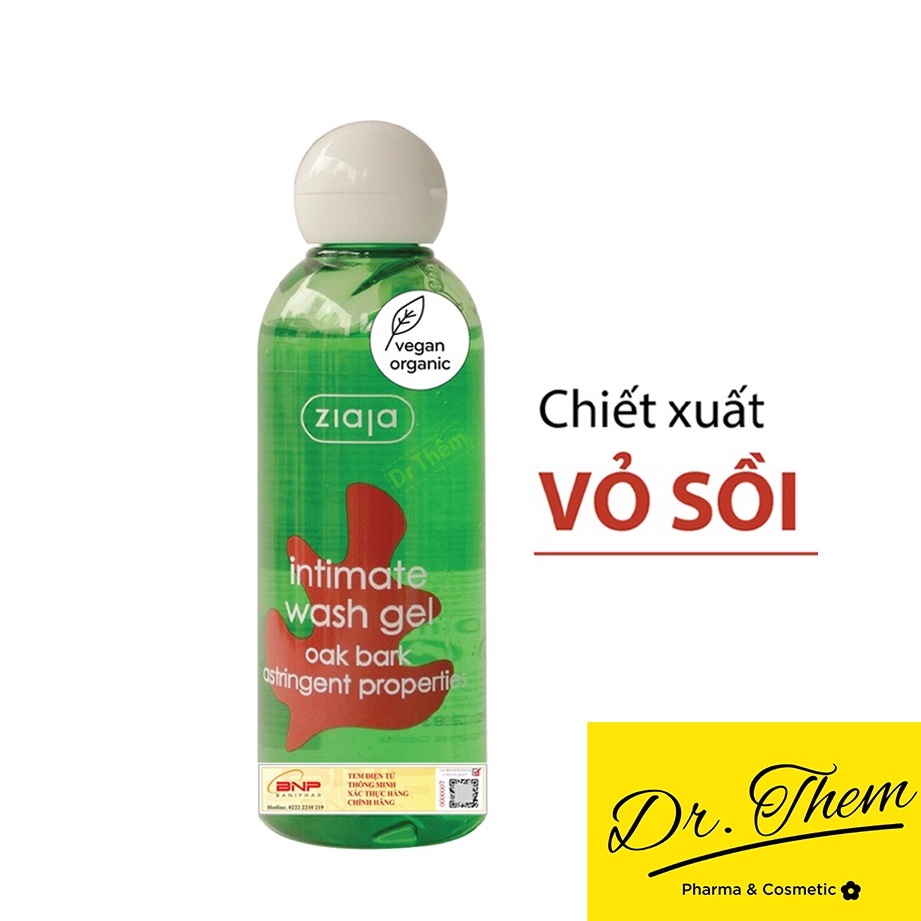 Dung Dịch Vệ Sinh Ziaja intima Vỏ Sồi Se Khít 200ml - Intimate Wash Gel Oak Bark Astringent Properties