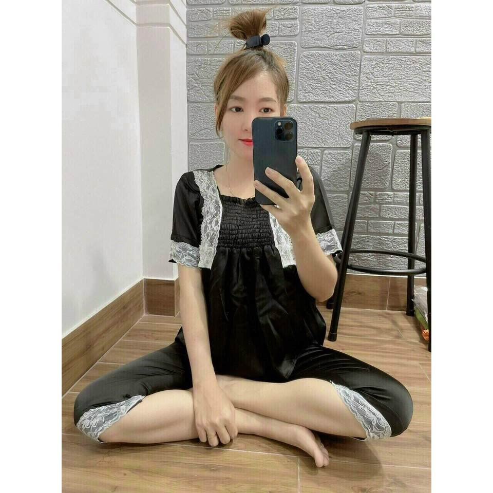 Lụa Satin Ren Phối Ren Tay Lỡ Quần Dài Cao Cấp | BigBuy360 - bigbuy360.vn
