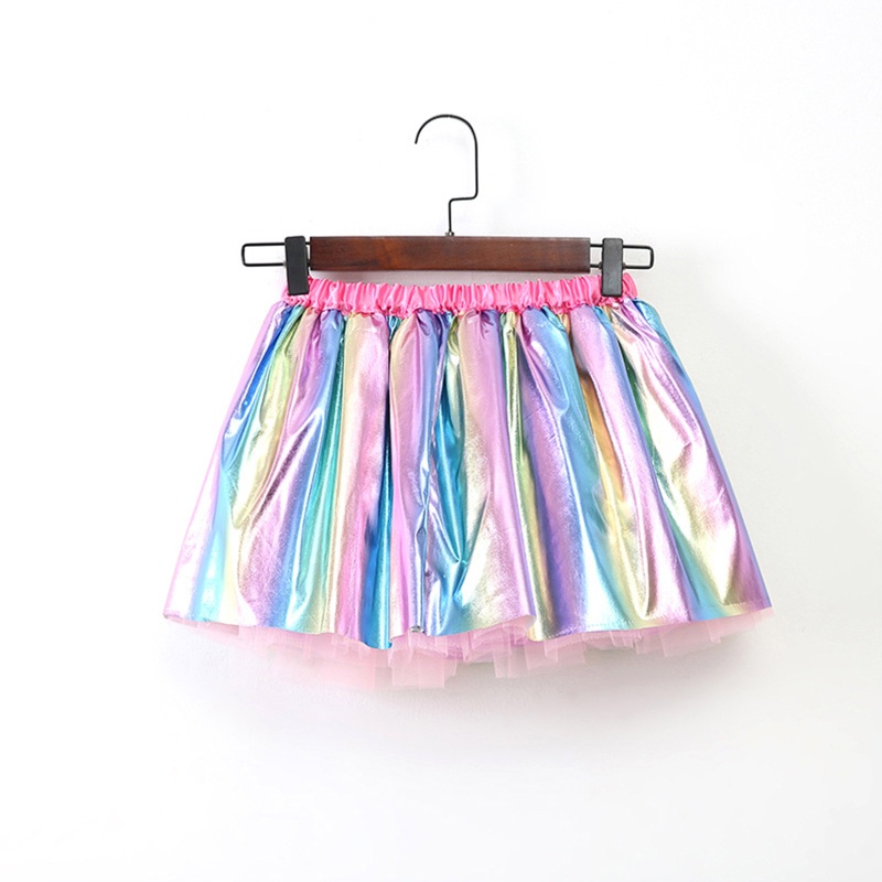 Chân Váy Xòe Tutu Nhiều Lớp Màu Cầu Vồng Lấp Lánh Cho Bé Gái