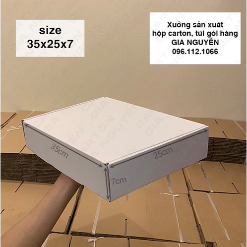 Set 50 hộp carton nắp gài 35x25x7 MÀU TRẮNG dùng đựng đồ jeans, áo nỉ len, set quà tặng mỹ phẩm, sách truyện tài liệu