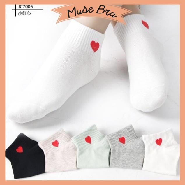[Giá sỉ] Set 10 Đôi Tất Cổ Tim Hàn Quốc Cotton Siêu Đẹp Loại 1