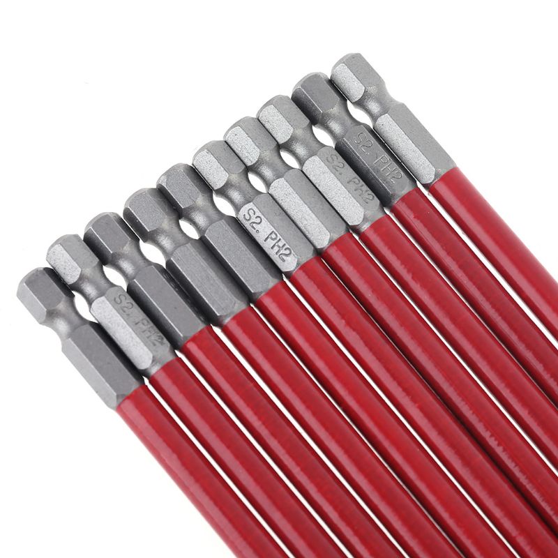 Bộ 10 Mũi Khoan PH2 150mm Dài Không Trơn 1 4 Hex