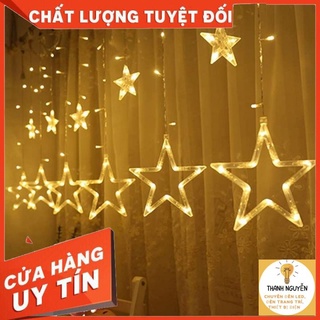 Đèn rèm ngôi sao nhấp nháy - đèn trang trí - dây đèn led 6 sao vàng, đủ màu