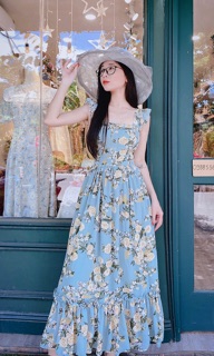 Đầm maxi hoa nhí vintage