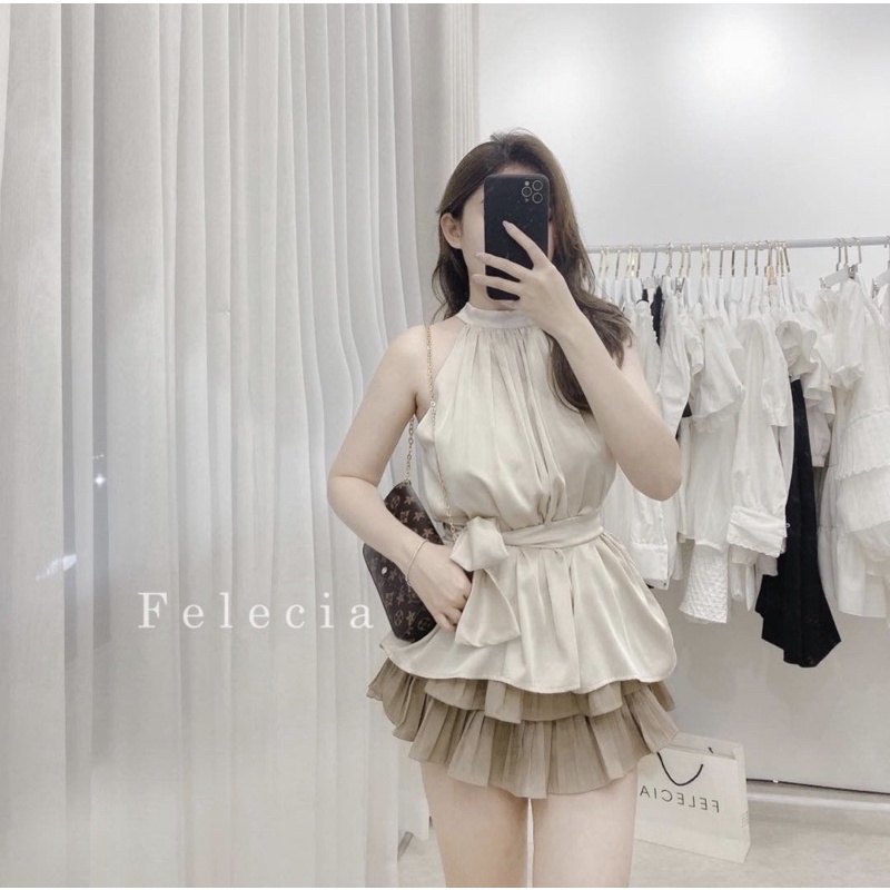 Áo ba lỗ be nơ buộc