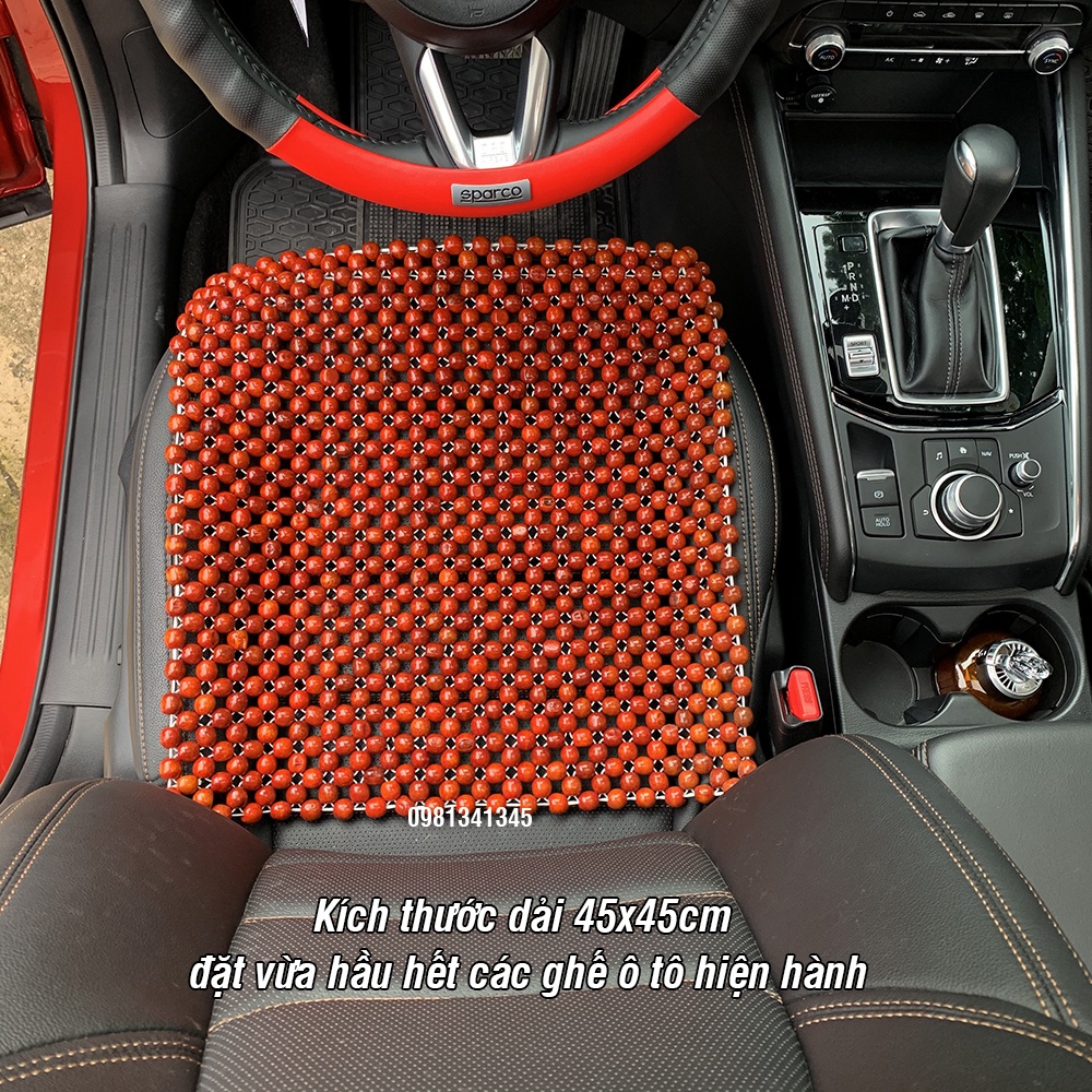 Lót ghế ô tô hạt gỗ tự nhiên LOẠI ĐẸP, đệm ghế ô tô đa năng thoáng mát, ngăn ra mồ hôi