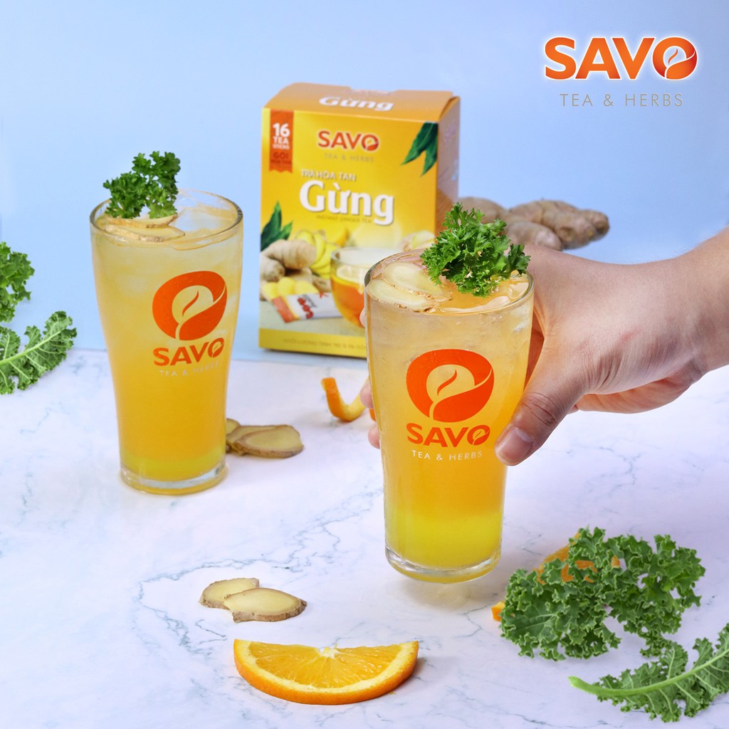 Trà SAVO Gừng Hòa Tan (Instant ginger Tea) - Hộp 16 gói x 12g | BigBuy360 - bigbuy360.vn