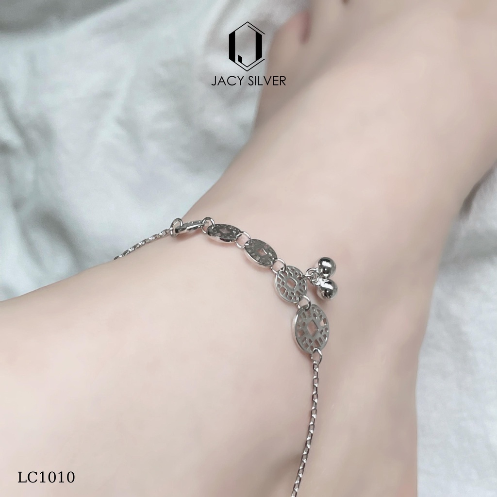 Lắc Chân Bạc 925 Kim Tiền, Vòng Chân Bạc Ý Cho Nữ Jacy Silver LC1010