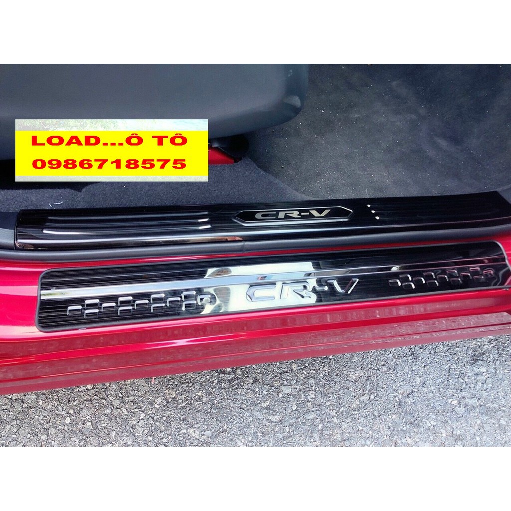 Ốp Bậc Cửa, Nẹp Bước Chân Xe Honda CRV 2022-2018 Trong, Ngoài Vân Titan Xước Cao Cấp