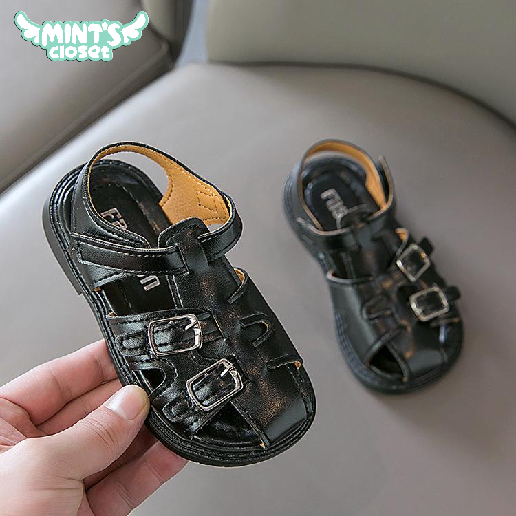 Giày sandal bít mũi đan dây màu đen bé trai MINTSCLOSET Mint's Closet - GD8111