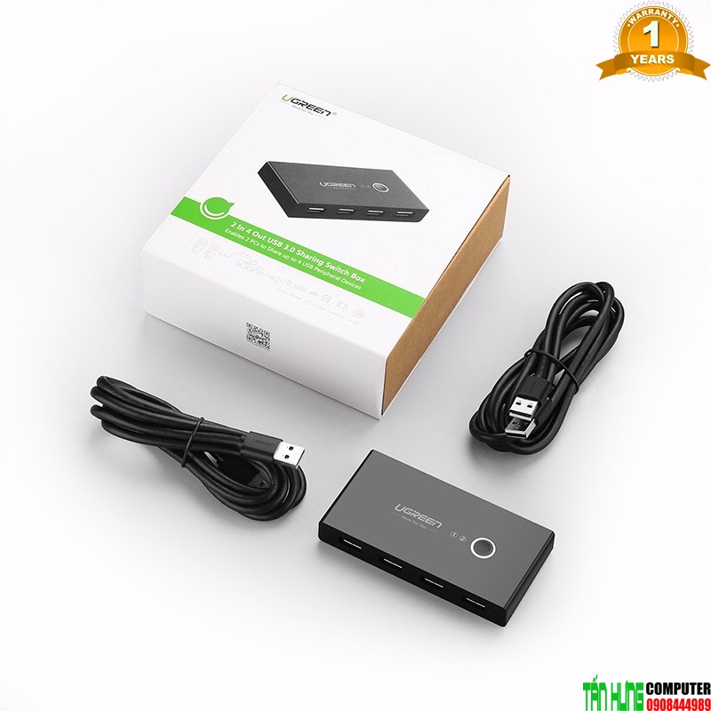 Bộ chia sẻ máy in USB 2.0 từ 4 thiết bị vào 2 máy tính UGREEN US216 30767 - Hàng phân phối chính hãng- Bảo hành 18 tháng