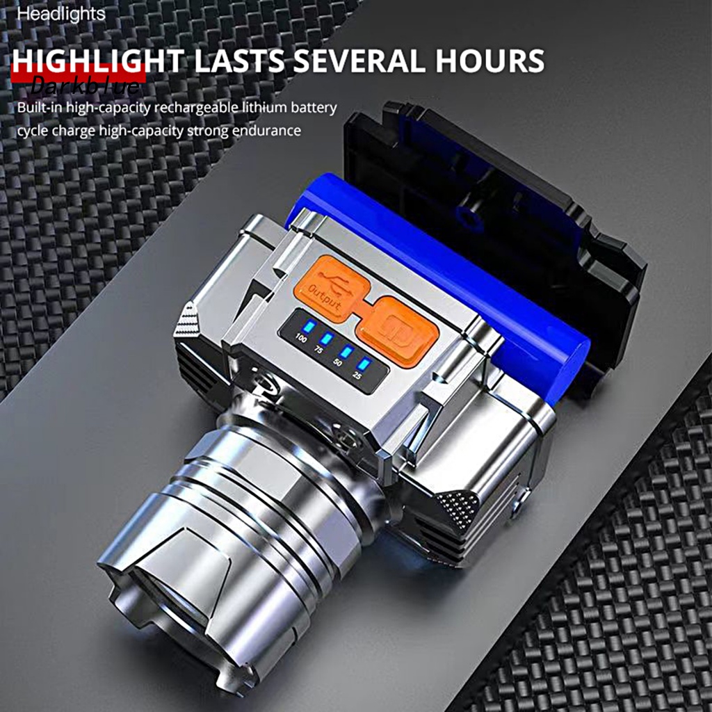1 Bộ Đèn Pin Đội Đầu Ánh Sáng Cao Có Thể Sạc Lại Bằng Cổng USB