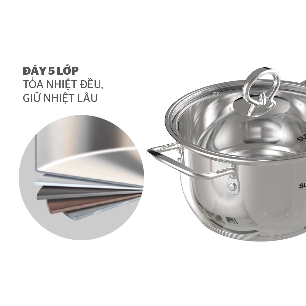 Nồi Inox 5 đáy SUNHOUSE SHG788-16/20/24