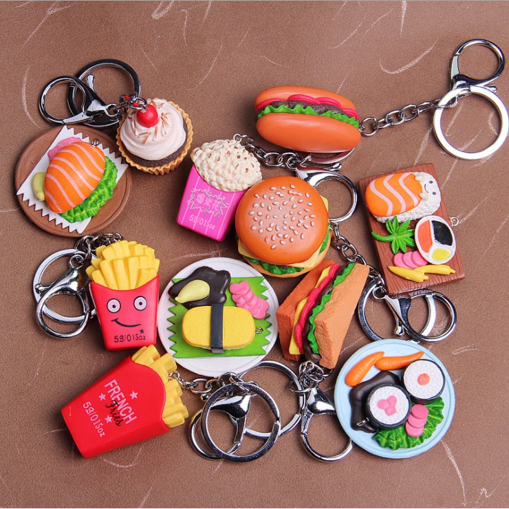 Charm mô hình fast food McDonald với hamburger và sushi cho các bạn chơi slime, móc khóa, DIY