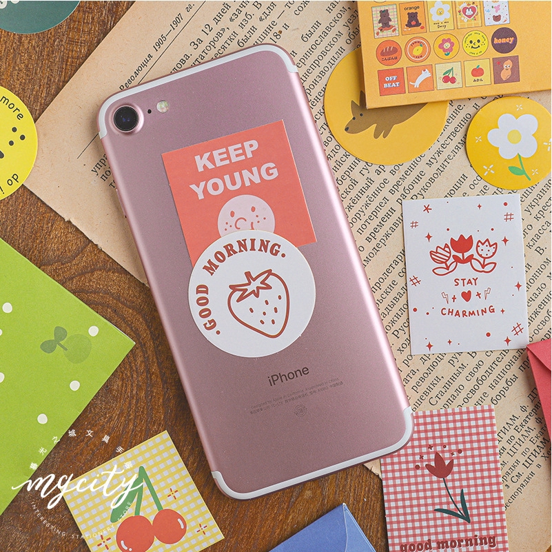 Bộ 40 miếng sticker ghi chú họa tiết gấu/bánh quy cho trang trí thủ công Scrapbooking