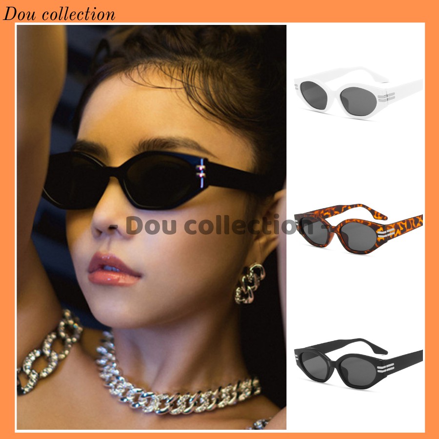 [Nowship2h] Kính Râm (Kính Mát) Cao Cấp Mắt Mèo Retro 2 Sọc Gọng Nhựa Phong Cách Âu Mỹ - Carl Fitow - Mã MK008