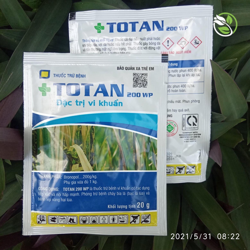 Thuốc trừ bệnh vi khuẩn Totan 200WP - Gói 20g - Đặc Trị Cháy Bìa Lá, Bạc Lá, Lép Vàng