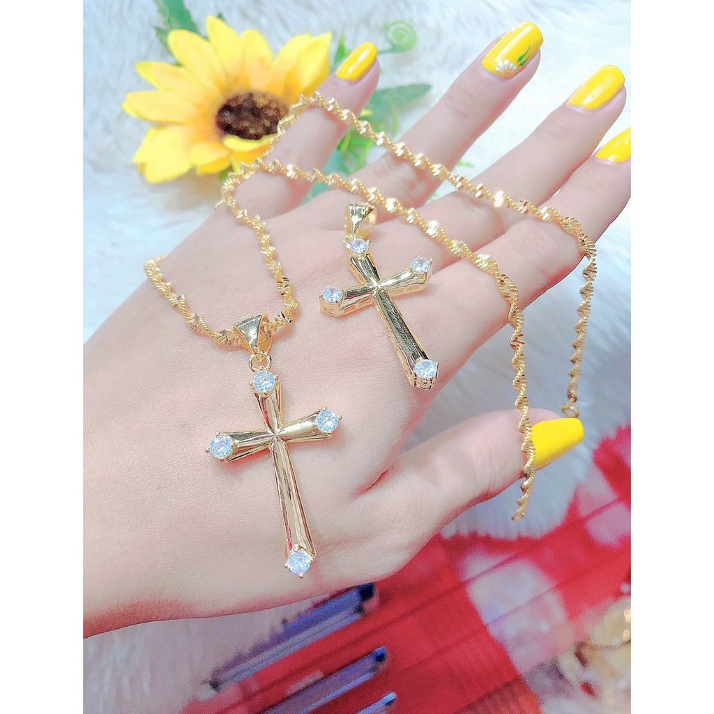 Dây Chuyền Nam Nữ Thánh Giá ( 01 dây + 01 mặt ) Mạ Vàng 18 K Mẫu 01 1201712 - Đón Chào Giáng Sinh Xinh Xắn