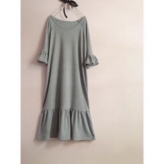 Đầm midi thun suông xoè đuôi cá