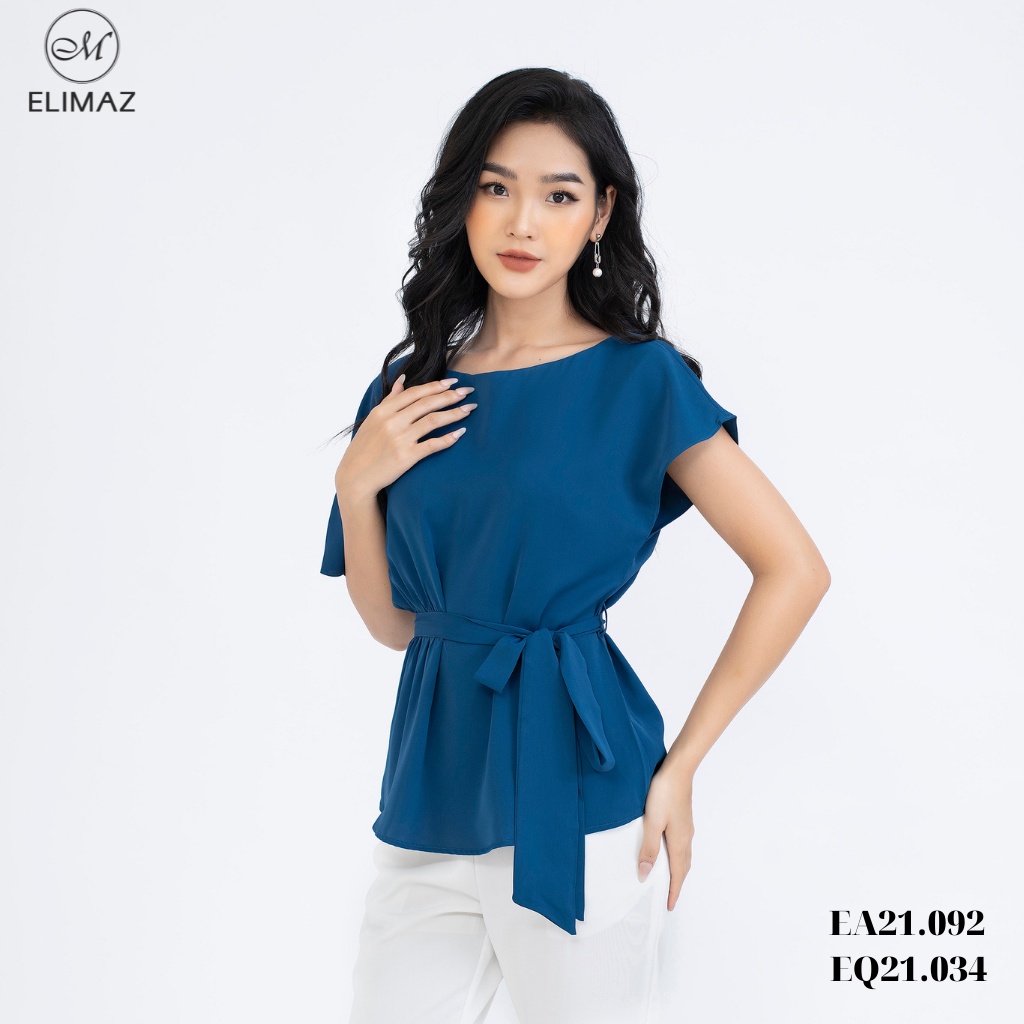 Áo sơ mi nữ công sở Elimaz trơn cánh rơi đai eo EA21.092