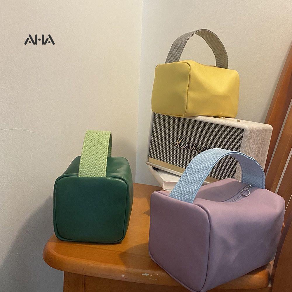 Túi Đựng Mỹ Phẩm Bằng Da Sức Chứa Lớn Màu Kẹo Ngọt Xinh Xắn Tiện Dụng